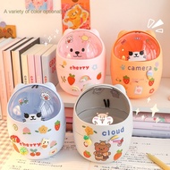 Desktop Trash Bin Mini Flip Home Bedroom Covered Office Storage Box Pen Holder