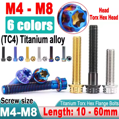 Titanium Ti Bolt M4 M5 M6 M8x10 15 20 25 30 35 40 45 50 55 60 65 70 75 80 85 90mm Flange Torx Head S
