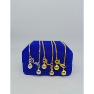 BRACELET GENUINE 925 SILVERWanita GOLD PLATED - ITALY BRACELET + 2 RATTLES - GENUINE 925 SILVER JEWE