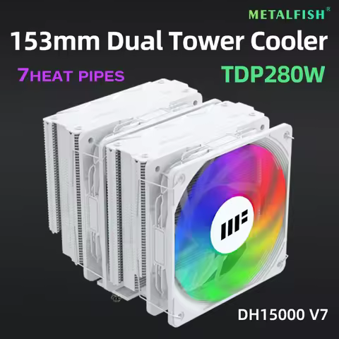 Metalfish DH1500 CPU Cooler 153mm height 7 HeatPipe TDP 280W Dual Towers Double Fan For Intel 1851/1