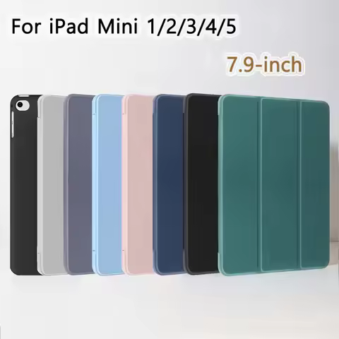 For iPad Mini 5 2019/ Mini 4 3 2 1 7.9 inch, Soft Silicone Shell Trifold Stand Folio Smart Case for 