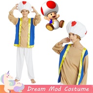 Super Mario Bros Toad Cosplay Costume For Kids Boy Halloween Christmas Japanese Party Outfits Game Carnival Full Set