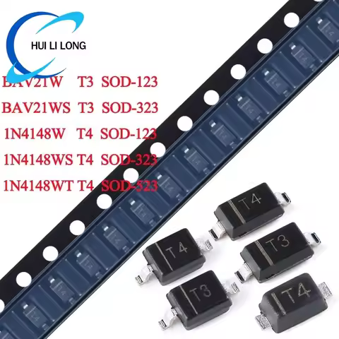 100pcs/lot 1N4148W T4 BAV21W T3 SOD-123 1N4148WS BAV21WS SOD-323 1N4148WT SOD-523 1N4148 BAV21 BAV21