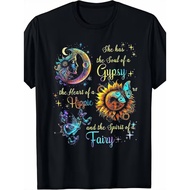 Women'S Vintage Bohemian Hippie T-Shirt | 100% Black Retro Gypsy Soul & Heart Print with Celtic Knot