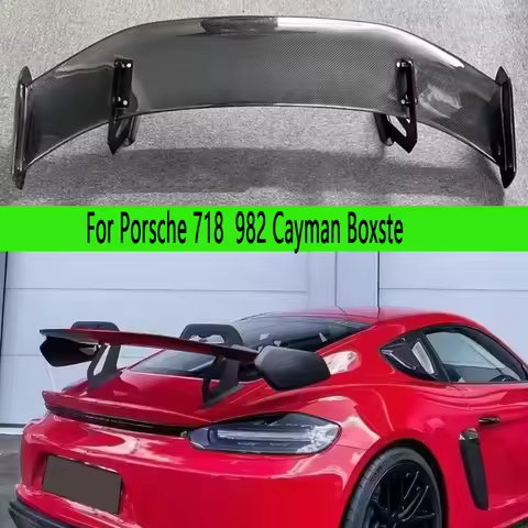 For Porsche 718 982 Cayman Boxste Carbon Fiber Tail fins Rear Trunk Spoiler Guide Wing Rear Wing GT4