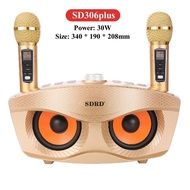 SD306 Dual Bluetooth Speaker With 2 Wireless Microphones Outdoor Family KTV Stereo Mic Big Sound 20W SDRD /LOCAL SET