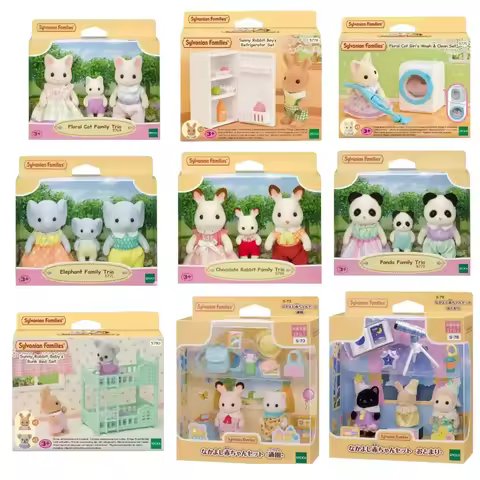2025 Sylvanian Families Blind Keychain Aceessories Figures Original Panda Elephant Chocolate Rabbit 
