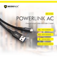 MICROPACK Charge & Sync USB-A to USB-C Cable POWER LINK AC (MC- 310C) (1M)