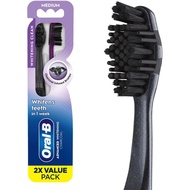 Oral-B 3D White Charcoal Manual Toothbrush, 2-Pack, Medium Bristles, Teeth Whitening Brushes for Adu