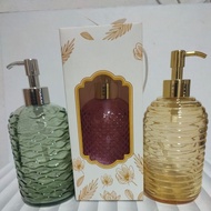 COLOR SOAP PUMP BOTTLE GLASS DISPENSER IVORY BOX SOUVENIR