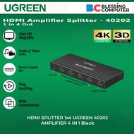H*DMI SPLITTER 1x4 UGREEN 40202 AMPLIFIER 4 IN 1 Black