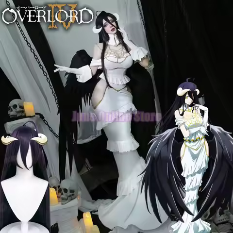 Anime Overlord Albedo Cosplay Costume Halloween Christmas Costume Cos Women White Dress Overlord Alb