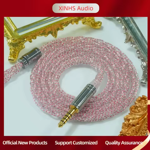 XINHS X19 8-core Pink Single Crystal Copper Silver Plated Earphone Upgrade Cable 0.78 2pin/HD650/IE9