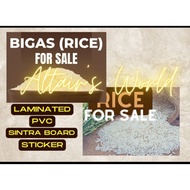 Rice for sale Signage / Bigas for Sale Signages Waterproof Print Laminated PVC Sticker Sintra Board