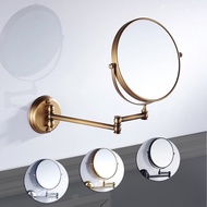 Biggers Bathroom Makeup Mirror 3X Magnification With Folding Arms Brass Wall Mount Double Side Mirror