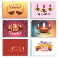 【12pcs/set】2023 Diwali Greeting Card for Deepavali Folding Postcard  Holiday Festival Blessing Cards Deepavali Gift Cards