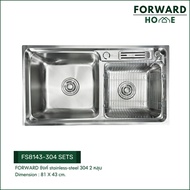 Forward ซิงค์ล้างจาน ซิงค์ล้างจานสแตนเลส อ่างล้างจาน ขนาด81x43ซม stainless steel sink SUS304 รุ่น FS