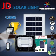 120W LED SMD 321 ดวง ใช้พลังงานแสงอาทิตย์ 100% JD-8120 โคมไฟโซล่าเซลล์ ไฟสว่างทั้งคืน พร้อมรีโมท Solar Light LED โคมไฟสปอร์ตไลท์ หลอดไฟโซล่าเซล