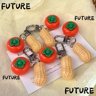 HL-FUTU Realistic Persimmon Keychain, Realistic Mini Peanut Pendant, Realistic Soft Rubber Colorful 