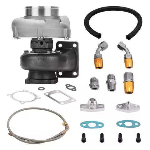 Maxpeedingrod GT35 GT3582 Billet Universal Turbo Charger T3 4 Bolts .7 / .63 A/R W/Oil Lines