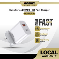 REMAX RP-U68 (1C 1A) Surie Series 20W PD+QC Fast Charger Adapter Type c Charger Types C Fast Chargin