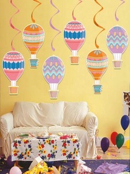 6入組熱氣球螺旋掛飾,兒童生日派對裝飾,日常房間裝飾