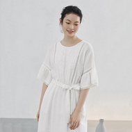 [Same Style in Shopping Mall] Inman Hemp|Plain Elegant 2023 Spring Cotton Linen All-Match Lotus Leaf