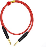 WOWKENJI Premium Mogami Balanced Line Cable - (¼”) Professional Neutrik TRS Gold/Black Connectors (3ft, Red)