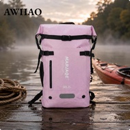 [AWHAO] Waterproof Roll Closure Bag Front Zip Pocket Roll Closure Blue Carbon Fiber