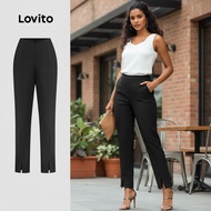 Lovito 女士优雅纯色拉链裤 L128ED777
