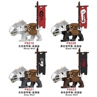 บล็อกการ์ตูน the Lord of the Rings P8019 Wolf Rider Sauron Armor Dark Wolf Beastie Flag Assembly Toy