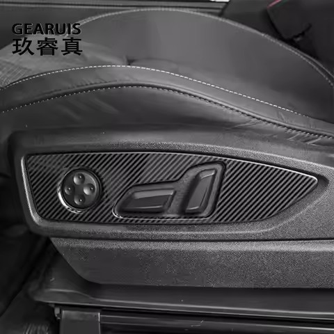 For Audi Q5 FY 2018-2024 Carbon fiber Car Styling Seat Adjustment Decorative Panel Cover Sticker Tri