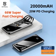20000mAH Power Bank Fast Charging 66W Built In Cable 66W Portable External Battery For Smart Phone