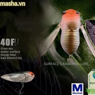 Floating Surface Crawling Lure, Black Color Floating Type Artificial Simulation Lure, Cicada Shape S