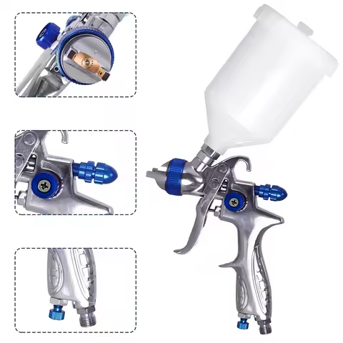 H887 Spray Gun Full Kit HVLP 1.4mm Car Paint Gun with Adaptor/Air Regulator/10PCS 600cc Paint Mixing