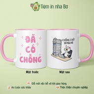 Ceramic cup HAS HUSBAND - deadline husband, gift for friends and colleagues with cute duck shape
