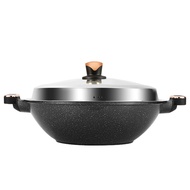 Non-Stick Wok Induction Cooker Applicable Pan Household Large Medical Stone Binaural 40cm