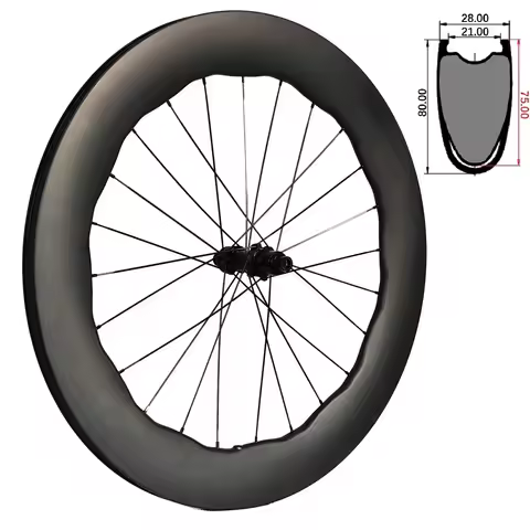 75 80mm Depth Carbon Wheel New Wave Shape Princeton Mach 7580 Width 28mm 700C Road TT Bicycle V Disc