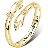 Hug Rings Adjustable Open Ring Women Temperament Personality Creative-Love Hug Ring for Lover Daught