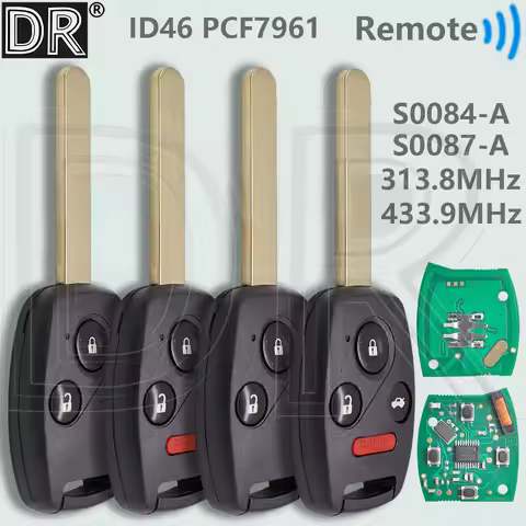 DR S0084-A 313.8MHz S0087-A 433.9MHz ID46 PCF7961 Car Remote Key For Honda Accord Pilot CR-V HR-V Fi
