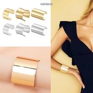 NARCISSUS1Y7KJ Open Armlet Bracelet, Gold/Silver Glossy Surface Cuff Bangle, Fashion Adjustable Geom