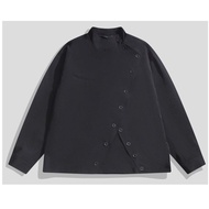 Stand-Up Collar Irregular Button Design Ruffian Handsome Jacket Men Women Korean Style Ruffian Hands
