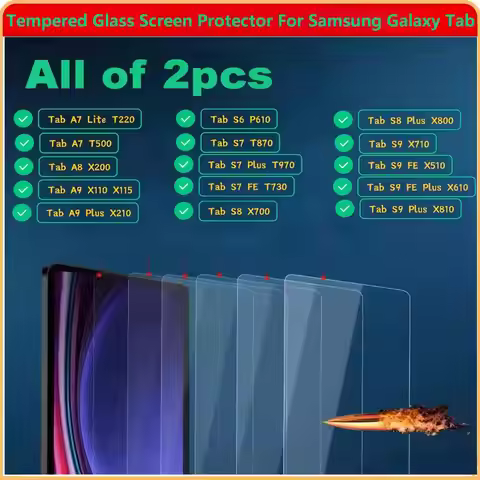 Tempered Glass Screen Protector 2pcs For Samsung Galaxy Tab A7 A8 A9 T220 T500 T870 X200 X700 S6 S7 