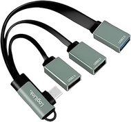 LogiLink UA0361 - USB-CTM (USB 3.1 Gen1 to 5 Gbps) Hub with 90° Angled Plug to 2X USB 2.0 (Type A Fe