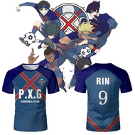 Paris X Gen P.X.G Blue Lock Japanese Anime Shirt Football Uniform No.9 Rin Shidou Cosplay T Shirts C