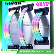 QUYPV Lian Li Strimer Plus V2 RGB PSU สายซิลิโคนงอได้สายพ่วง Gen.3th 8Pin ATX 24Pin GPU สามสายอ่อน &