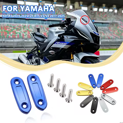 R15 R3 High Quality Rearview Mirror Hole Cover For Yamaha YZFR3 YZFR15 V3 V4 2017-2025 Windshield Dr