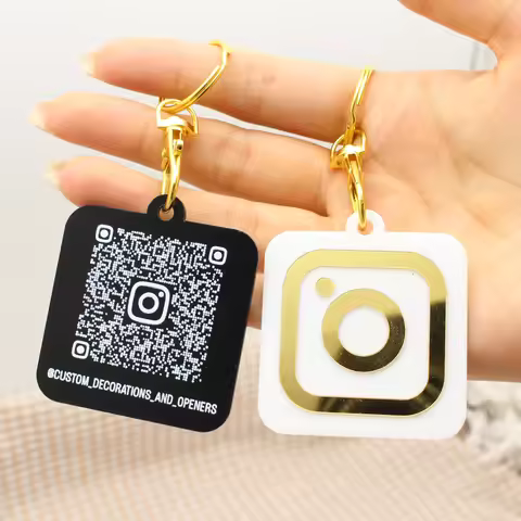 Personalized Acrylic QR Code Keychains, Customizable with QR Codes and Back Markings, Suitable for B