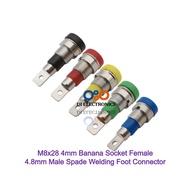 M8x28 4mm Banana Socket Female Binding Post Nut Panel Mount with Male Welding Foot Spade Plug Connec