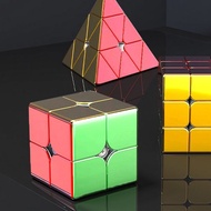 【SARA】Gold233x3 Magnetic Cube Electroplated Cool Pyramid Speed Cube Professional Racing Children's E